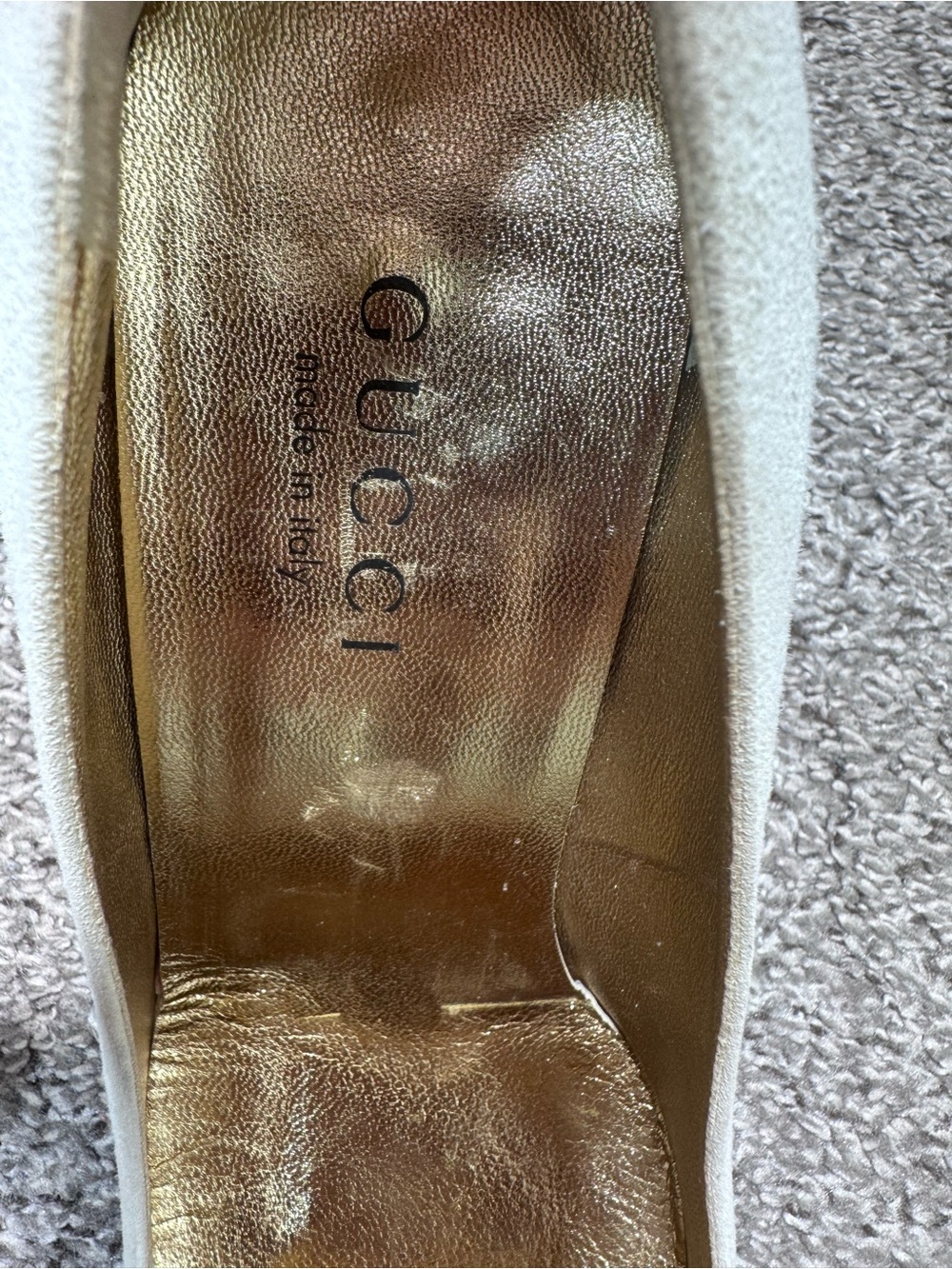 Gucci Women’s Leather Cap Toe Pumps Cream Black Gold Made in Italy Sz 8.5B - Picture 11 of 15